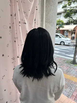 ミディアム ORANGE POP _HIBIKIのヘアスタイル