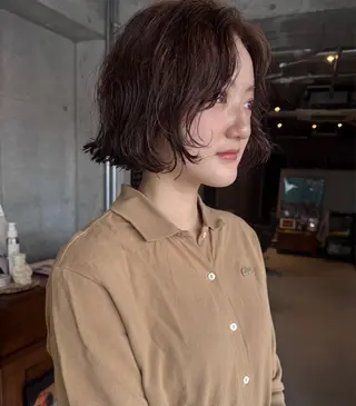 ミディアム カラー パーマ 鎌田健/ パーマ/レイヤーのヘアスタイル