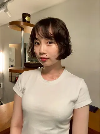 ショート レイヤー/ケアパーマ /ニュアンス/モードのヘアスタイル