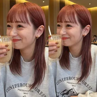 ミディアム カラー 山崎/ボブ縮毛矯正 レイヤー髪質改善のヘアスタイル