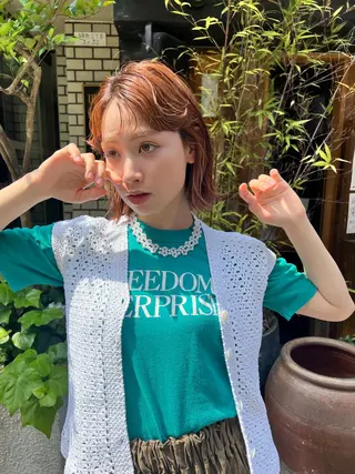 ショート カラー 顔周りレイヤー/韓国 ブリーチminamiのヘアスタイル