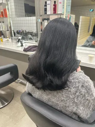 セミロング カラー パーマ ヘアアレンジ メンズ キッズ 🦋透明感グレージュ /韓国レイヤー🦋のヘアスタイル