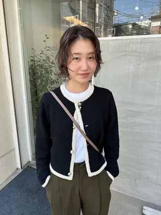 ショート カラー パーマ パーマ/透明感カラー /ボブ/吉田一生のヘアスタイル