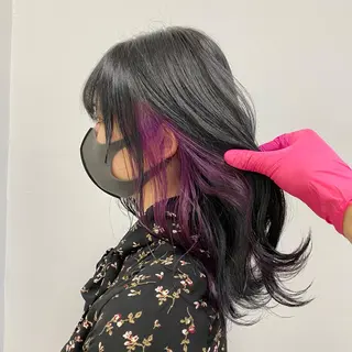 セミロング カラー パーマ ヘアアレンジ ネイル マツエク・マツパ 韓国風ベージュ🤎 赤みなし🌿横浜🤎のヘアスタイル