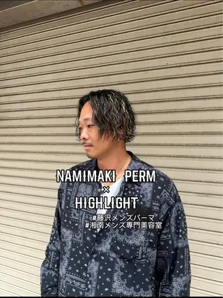 セミロング パーマ メンズ パーマ職人 渡邊　優雅のヘアスタイル