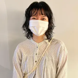 ミディアム パーマ ケアブリーチ/ボブ/ honoのヘアスタイル