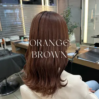 セミロング カラー ハイトーン/暖色/ 眉/メイク/Rinaのヘアスタイル