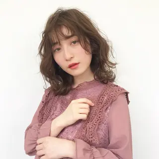 ミディアム カラー パーマ 小田桐 雅和のヘアスタイル