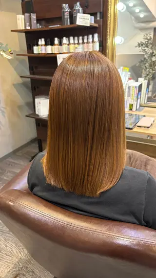 ミディアム 髪質改善縮毛矯正 撮影モデル@藤沢駅のヘアスタイル