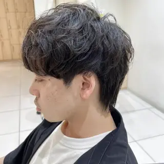 メンズ パーマ 渡辺 愛枝/艶カラー🩵のヘアスタイル