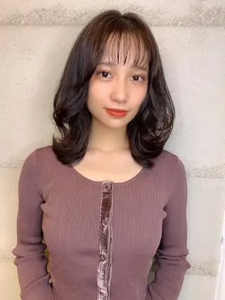 ミディアム カラー 透明感/オリーブ/ グレージュ/YUKAのヘアスタイル