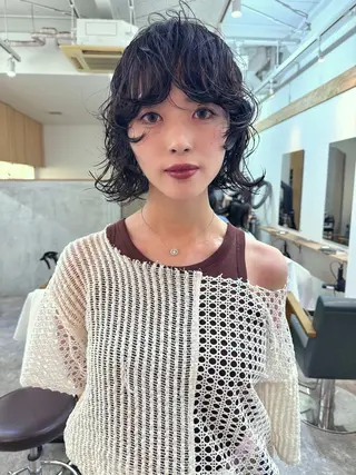 ショート パーマ ヘアアレンジ 丸山渉/パーマ エフェクトブリーチのヘアスタイル