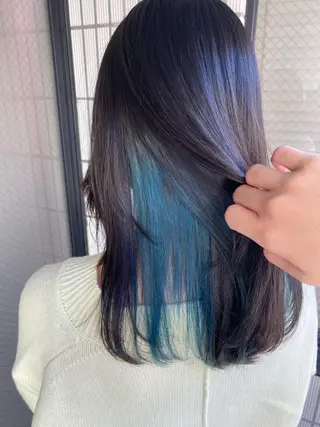 セミロング カラー ヘアアレンジ ダブルカラー 韓国ヘアKYONのヘアスタイル