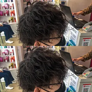 ミディアム パーマ メンズ 韓国風メンズ/毛流れ ヘアなら須田龍世のヘアスタイル
