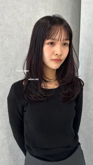 セミロング カラー v-lab studio所属・韓国レイヤーカット/ 艶カラー/ noaのヘアスタイル