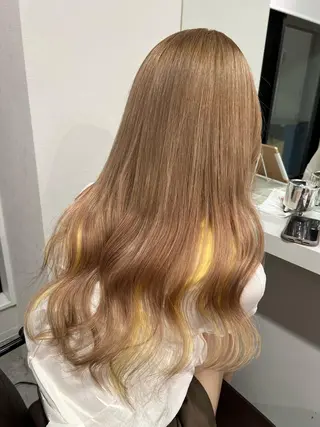 ロング カラー ハイトーン&髪質改善 ＆韓国エクステ🤎のヘアスタイル