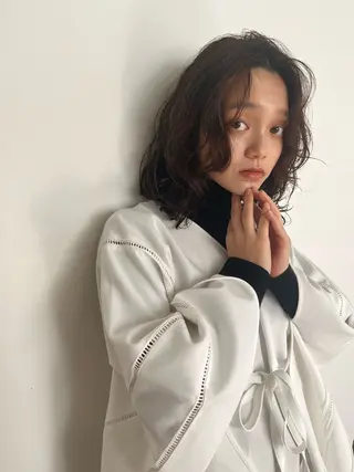 ミディアム パーマ 暖色カラー/似合わせ カット/名古屋/辻のヘアスタイル