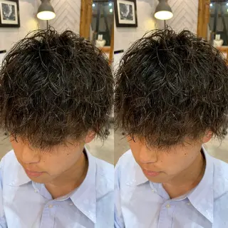 ショート パーマ メンズ メンズパーマ/艶 モテカラー/福井悟朗のヘアスタイル