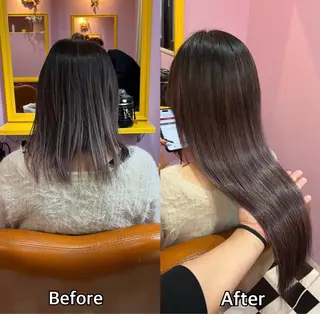 ロング シール＋ちび編み込み エクステ梅田🐨のヘアスタイル