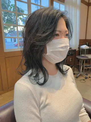 ミディアム カラー パーマ Artist 藤﨑紘成のヘアスタイル