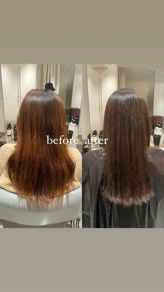 セミロング カラー ミオ💎透ける暗髪/ ブリーチなしWカラーのヘアスタイル