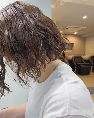 ミディアム パーマ ボブパーマコテ巻き風 パーマNo1深江秀平のヘアスタイル