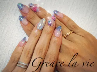 ロング カラー パーマ ヘアアレンジ キッズ ネイル マツエク・マツパ Greace la vie所属・Greace  la vieのネイルデザイン