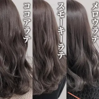 ミディアム カラー レイヤーカット 透明感カラーのヘアスタイル
