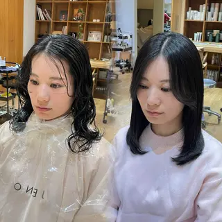 ミディアム パーマ 縮毛矯正/レイヤー 🌙ひかるのヘアスタイル