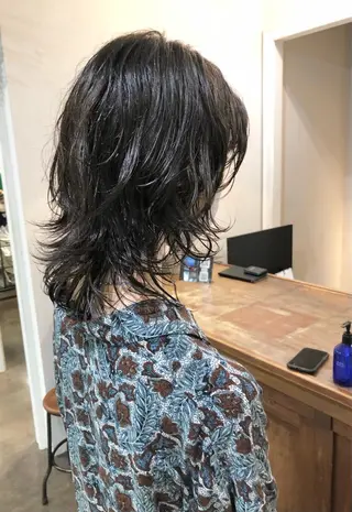 ミディアム パーマ 千葉 郁也のヘアスタイル