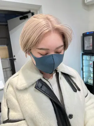 ショート カラー ヘアアレンジ 艶ハイトーン/ヘア アレンジAYAKAのヘアスタイル