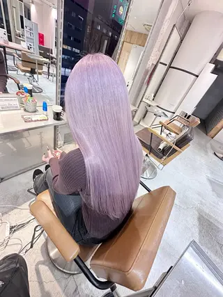 ロング カラー レイヤーブリーチ特化 ホワイト専門/岸のヘアスタイル