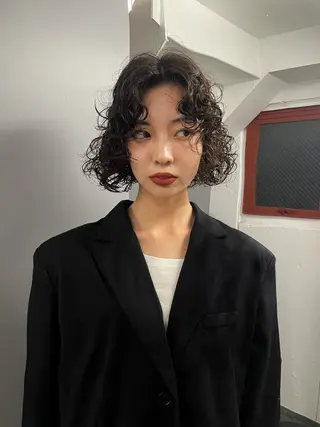 ショート パーマ ヘアアレンジ ハッシュカット/ 韓国ヘア☽⋰mahoのヘアスタイル
