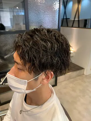 ショート メンズ メンズパーマ/難波/ 心斎橋　室園亮佑のヘアスタイル