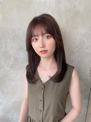 ミディアム カラー 顔周り/くびれヘア 韓国ヘア💕風間るなのヘアスタイル