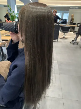 ロング カラー ヘアアレンジ オリーブ透明感カラー 表参道/MIKUのヘアスタイル