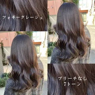 セミロング カラー グレージュ/透明感/ 韓国ヘア/RISAのヘアスタイル