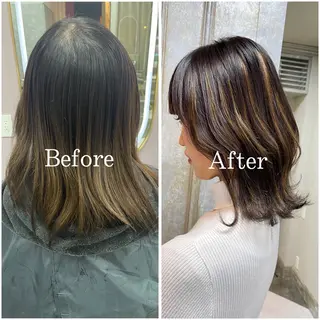 ミディアム カラー ムラ修正/ ハイトーン💖Riaのヘアスタイル