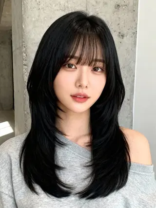 ミディアム カラー 韓国レイヤーカット 🫧大阪梅田レイヤーのヘアスタイル