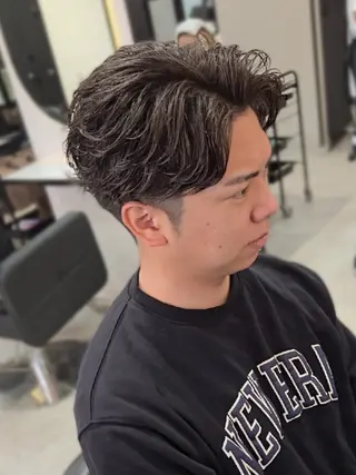 メンズ ミディアム パーマ Lapis 名古屋駅前店所属・LEN名古屋/パーマ 海外ヘア/メンズ特化のヘアスタイル