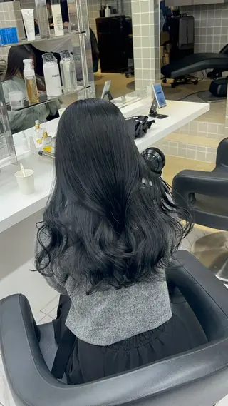 ロング カラー パーマ ヘアアレンジ メンズ キッズ ブリーチなしカラー/ ブラウン/レイヤーのヘアスタイル