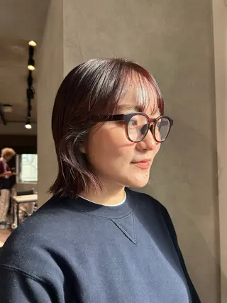 ミディアム ayano/パーマ/ 暖色カラーのヘアスタイル