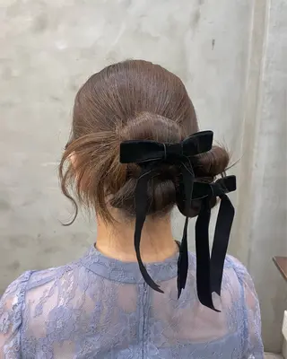 セミロング 【ピンク/韓国ヘア/ ヘアセット】亜海のヘアスタイル