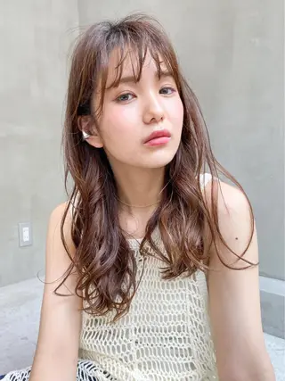 セミロング カラー 透明感/オリーブ/ グレージュ/YUKAのヘアスタイル