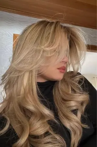 セミロング karin💋海外 バタフライカットのヘアスタイル