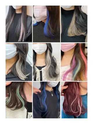 セミロング カラー レイヤーウルフ エクステ磯部のヘアスタイル