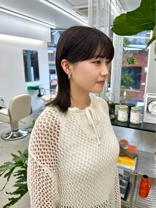 ミディアム カラー ボブ/レイヤー/ケア パーマ/リュウタのヘアスタイル