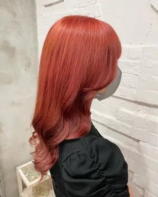 ロング カラー ヘアアレンジ 【ピンク/韓国ヘア/ ヘアセット】亜海のヘアスタイル