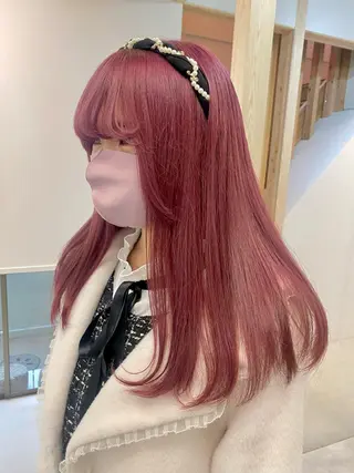 ロング カラー ブリーチなしカラー ダブルカラーエクステのヘアスタイル