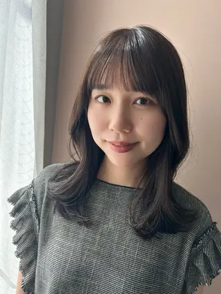 セミロング カラー hub hair レイヤー/透明感のヘアスタイル